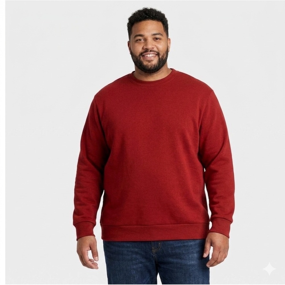 Goodfellow & Co Mens Every Wear Fleece‎ Crewneck Sweatshirt Dark Red XXL New